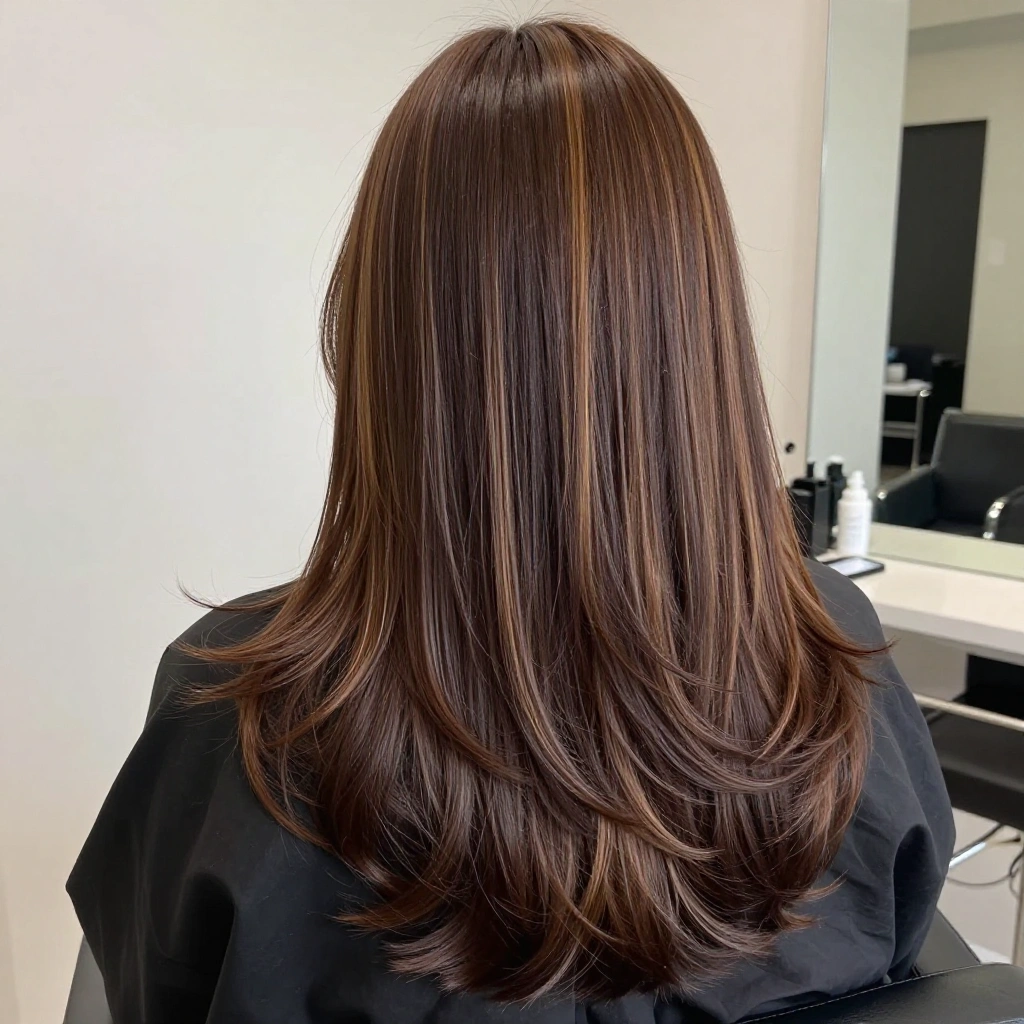 Chocolate Brown Balayage with Long Layers