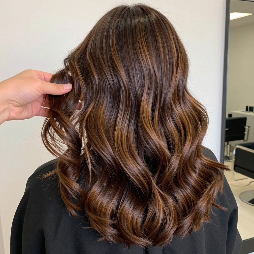 Chocolate and Caramel Dimensional Partial Balayage