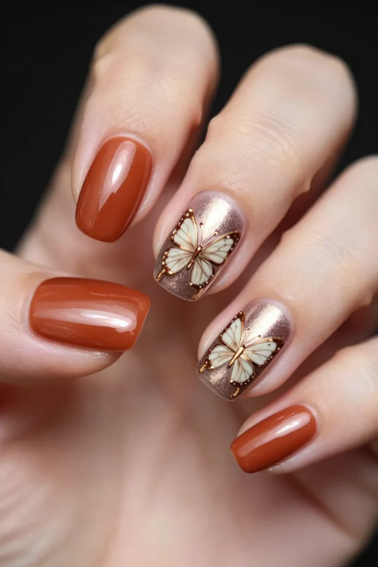 Chrome Fall Nails Short