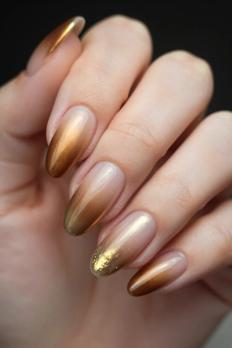 Chrome Fall Nails Coffin