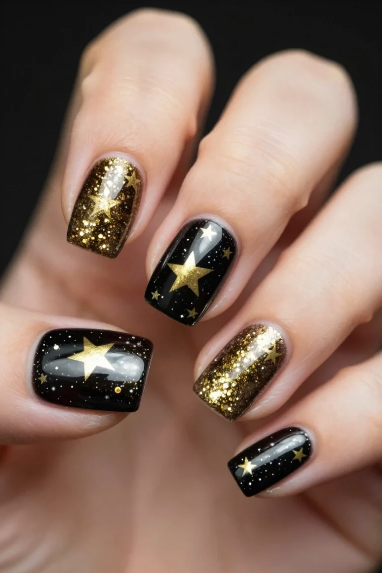 Chrome Fall Nails Square
