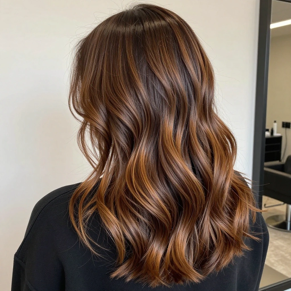 Classic Espresso Balayage with Caramel Ribbons
