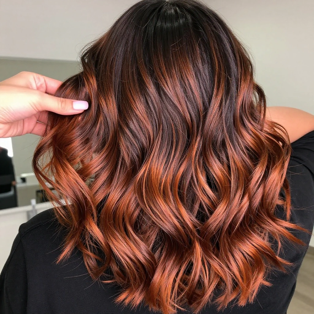 Copper Balayage on Dark Hair