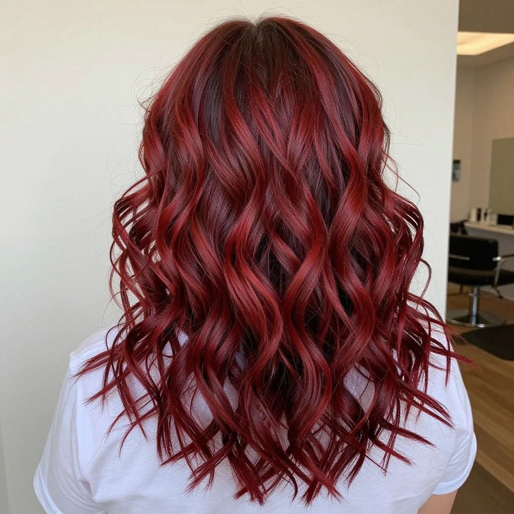 Curly Hair Cherry Balayage