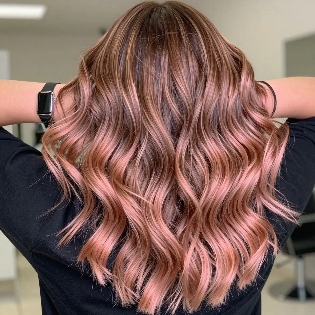 Curly Rose Gold Balayage