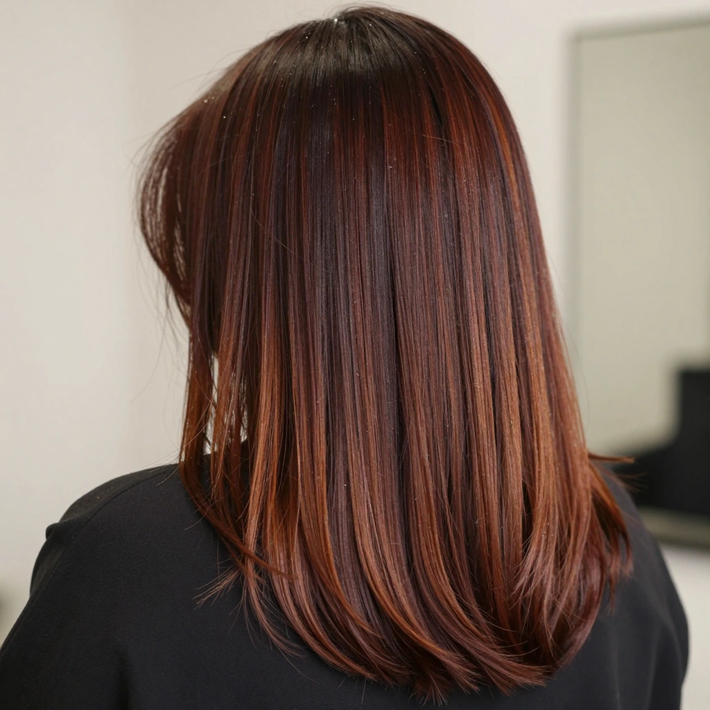 Dark Auburn Root Melt Balayage