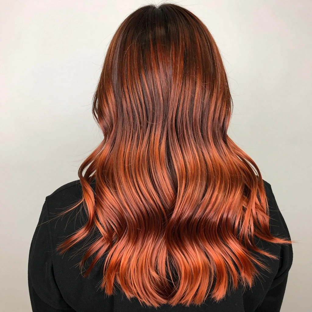 Fiery Ginger Balayage Ombre
