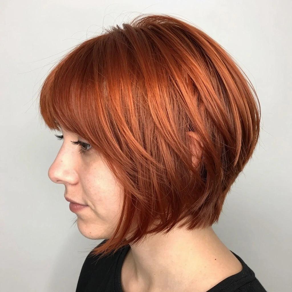Ginger Balayage Pixie and Short Hair Look
