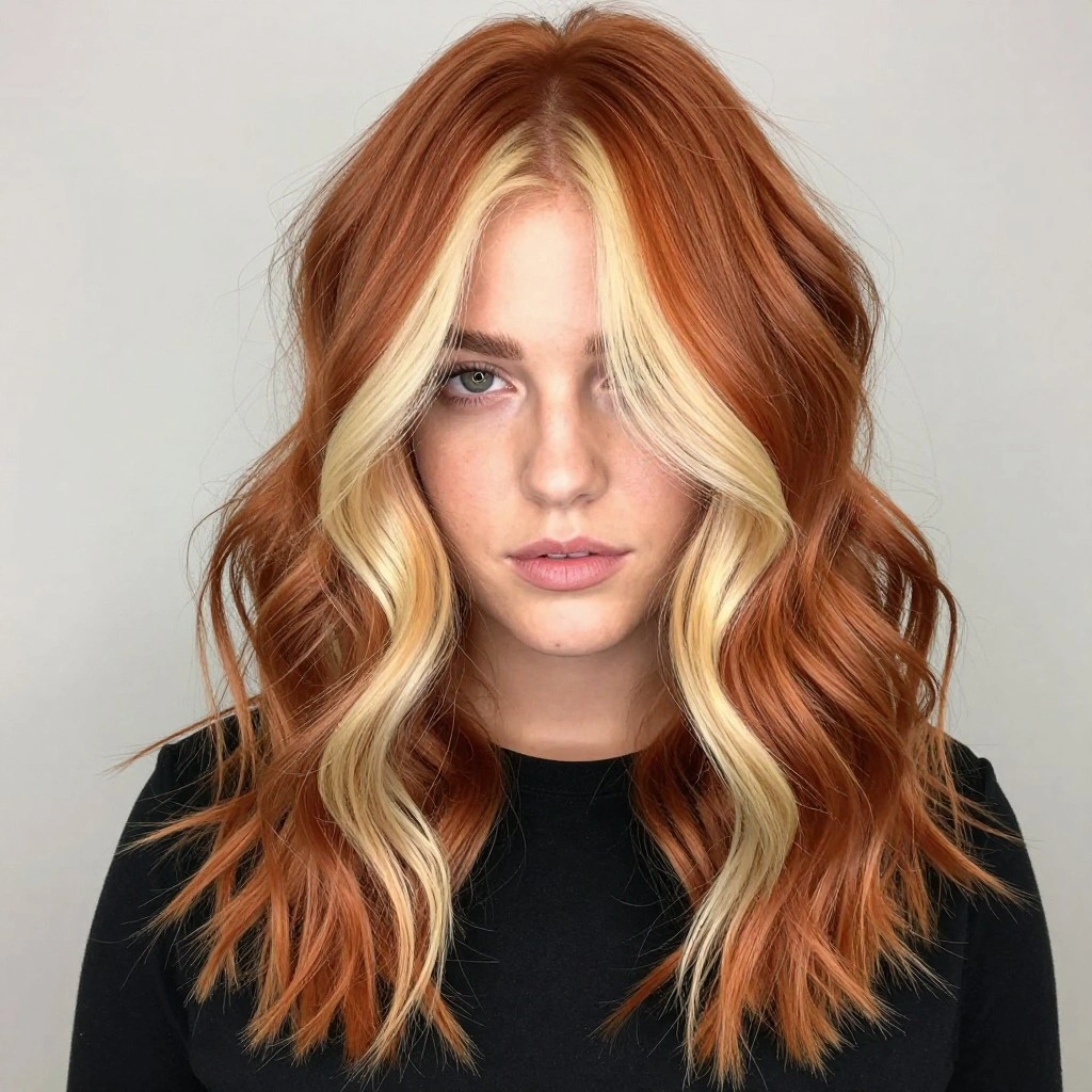 Ginger Balayage with Blonde Money Piece