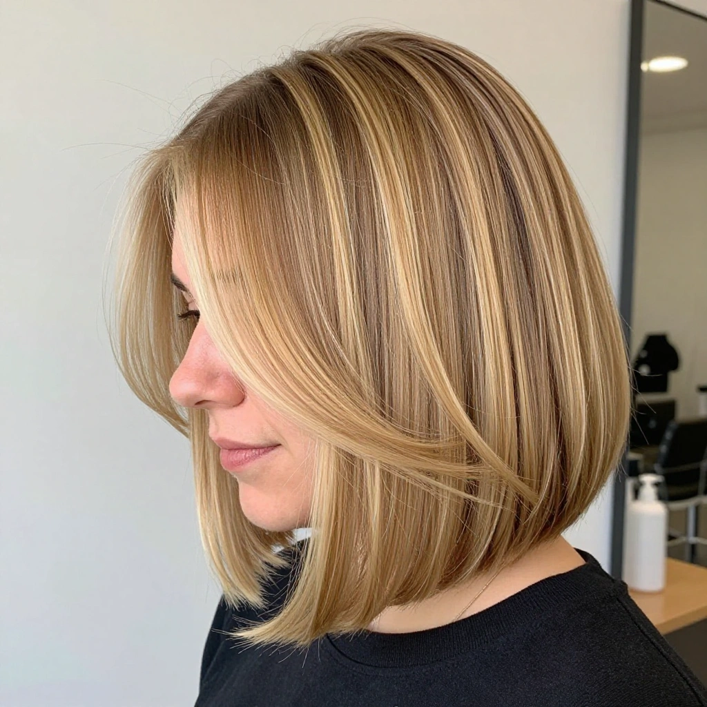Golden Blonde Balayage on Short Bob
