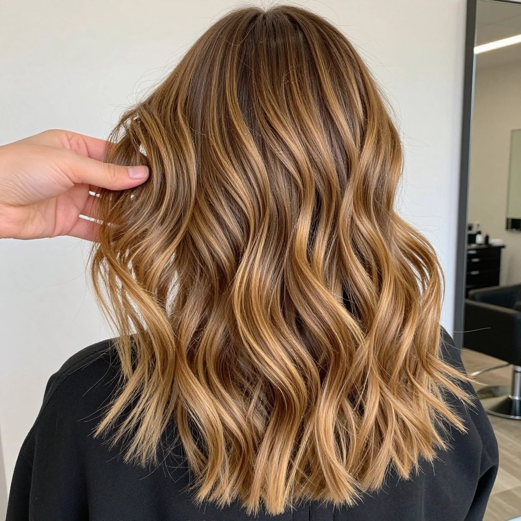 Golden Bronde Balayage on Wavy Hair