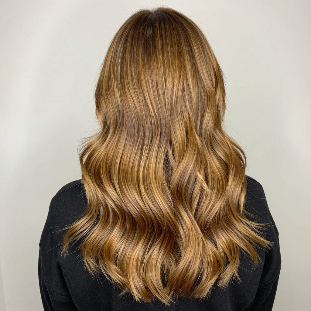 Golden Brunette Balayage With Waves