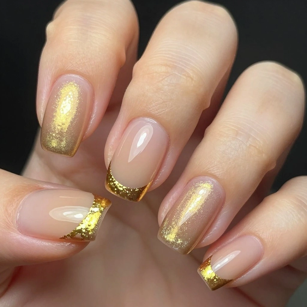 Golden Hour Chrome French Tips