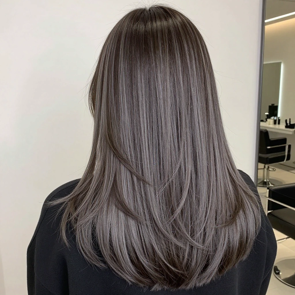 Grey Balayage with Money Piece Framing