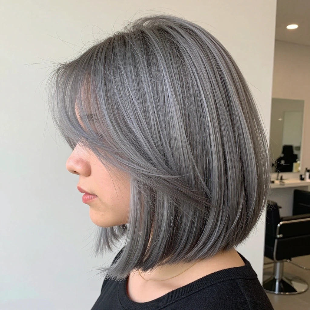 Grey Blended Balayage Bob