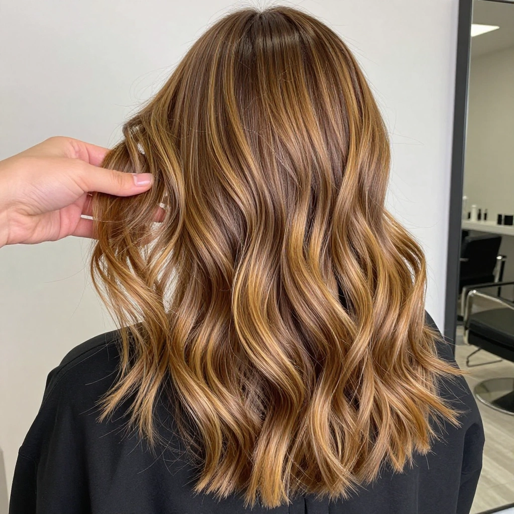 Honey Blonde Partial Balayage on Brunette Hair