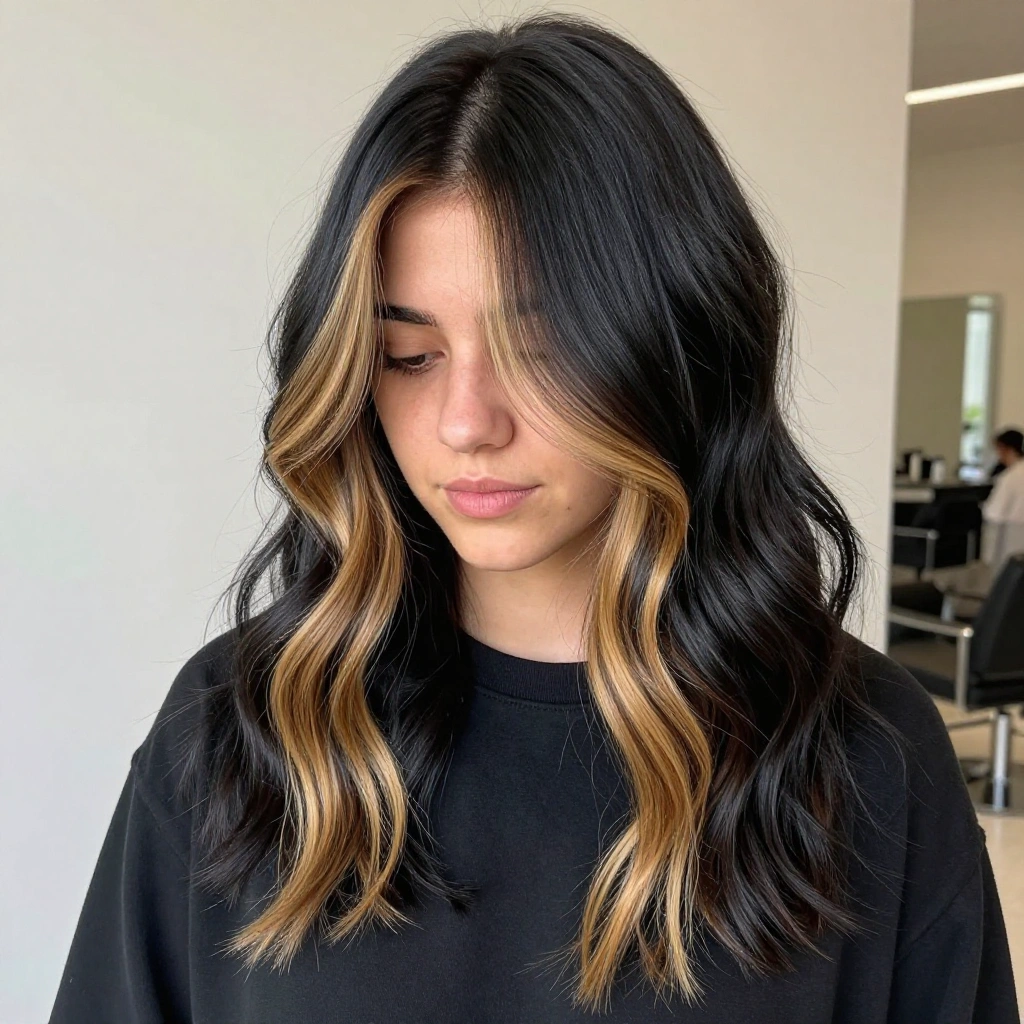 Money Piece Black Balayage