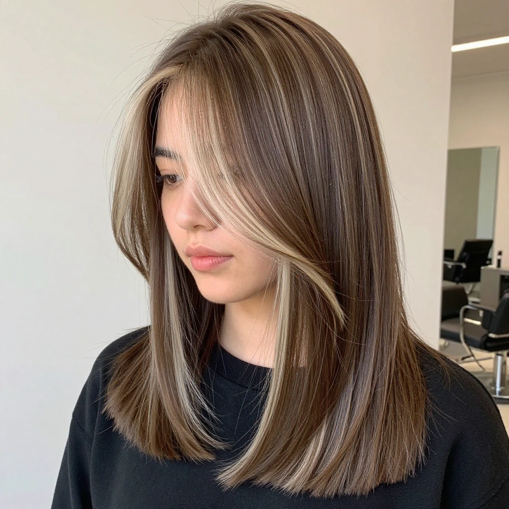 Mushroom Balayage with Money Piece Highlights