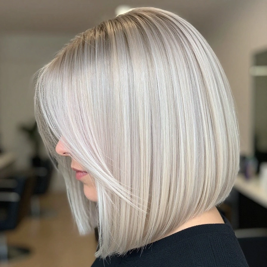 Platinum Blonde Balayage Bob