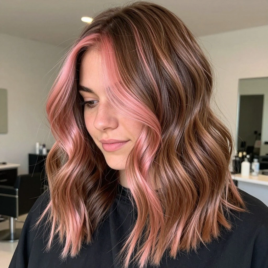 Rose Gold Balayage with Money Piece Highlights