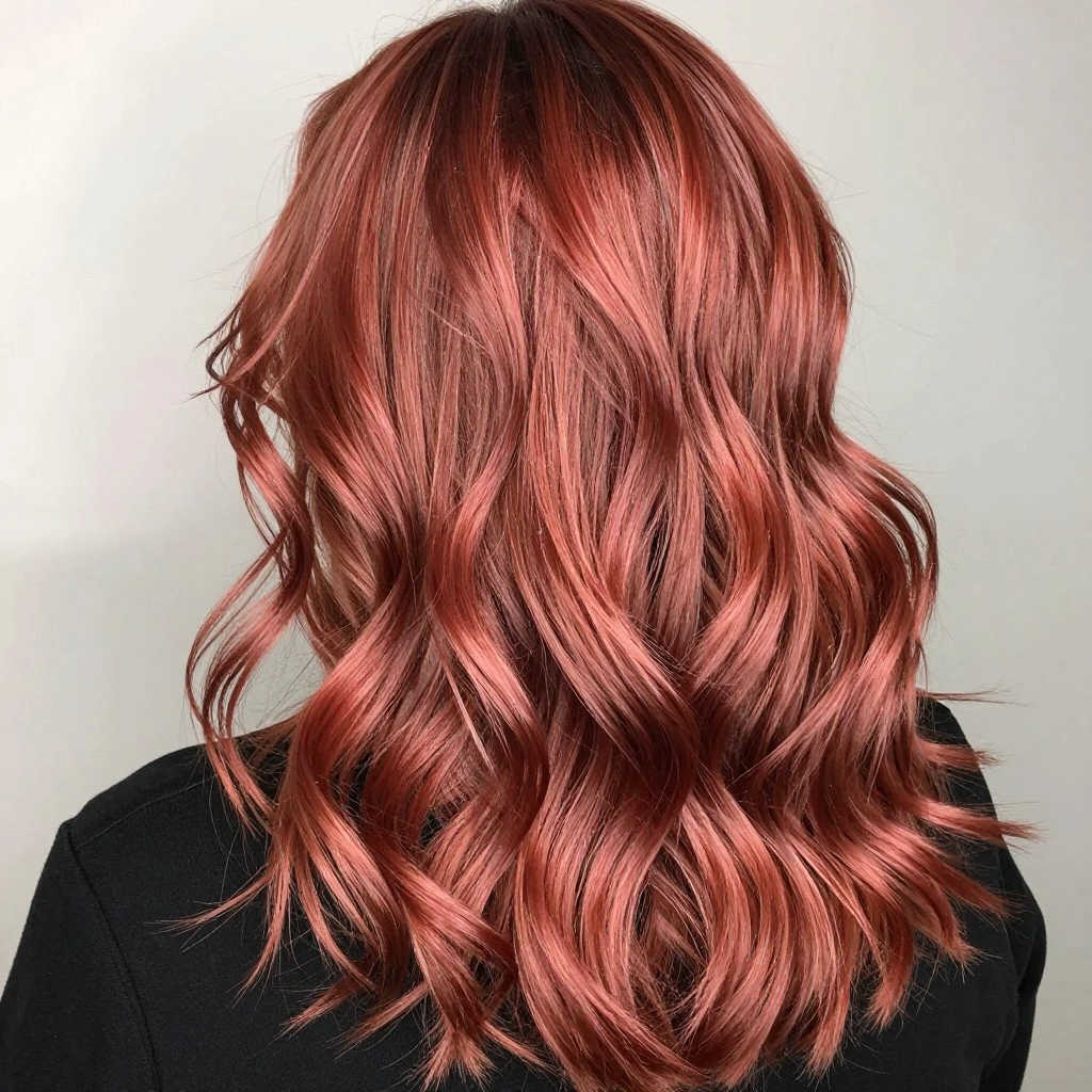 Rose Gold Red Balayage