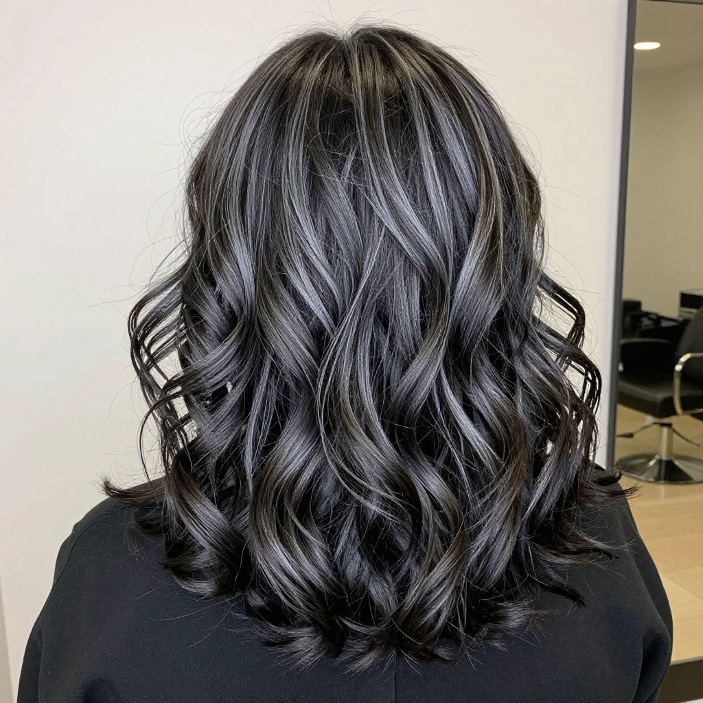 Salt and Pepper Balayage on Curls