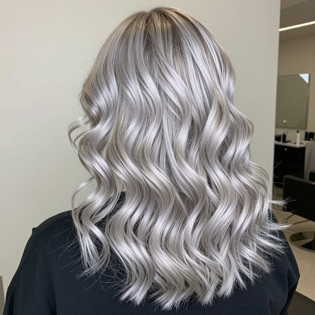 Silver Balayage on Curly Hair