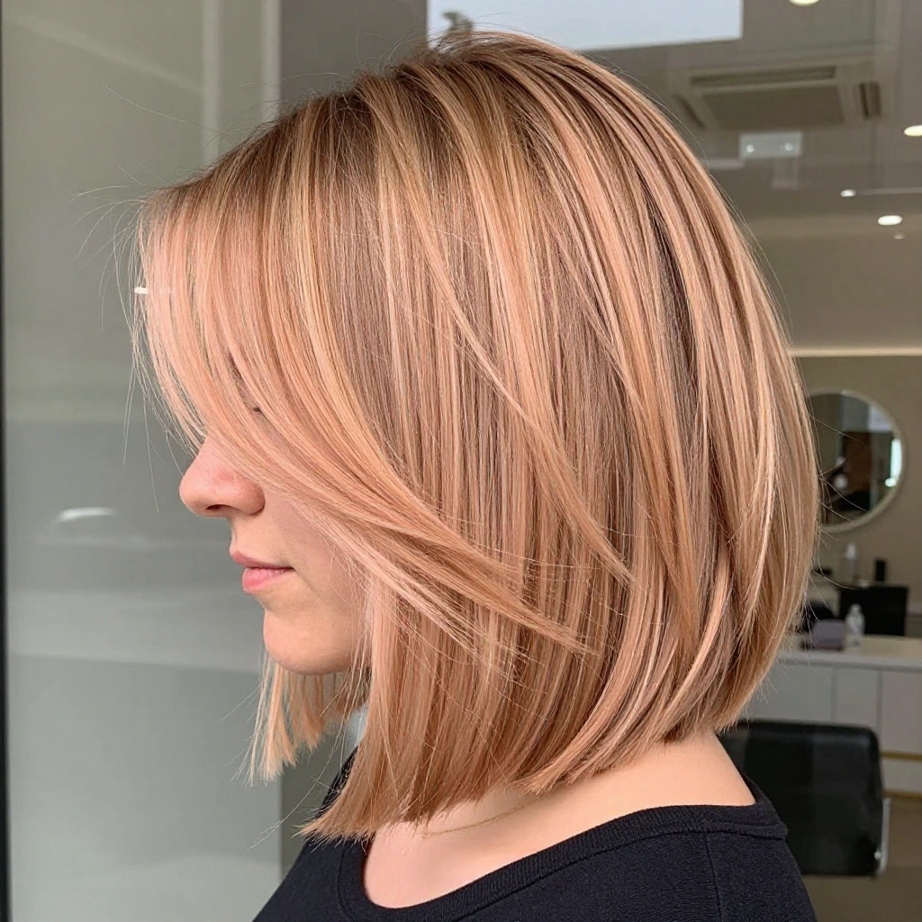 Strawberry Blonde Balayage Bob
