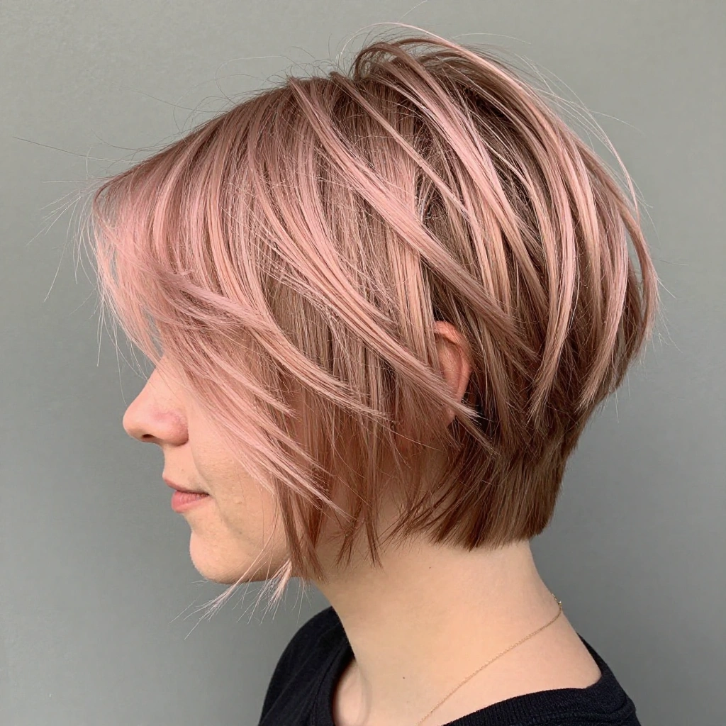 Strawberry Blonde Balayage on Short Pixie Cut