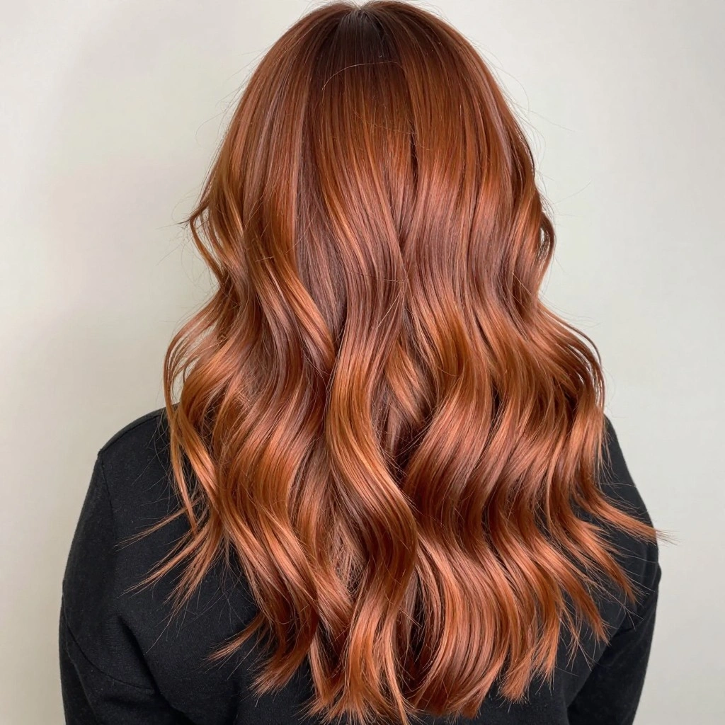 Sunkissed Auburn Balayage for Long Hair