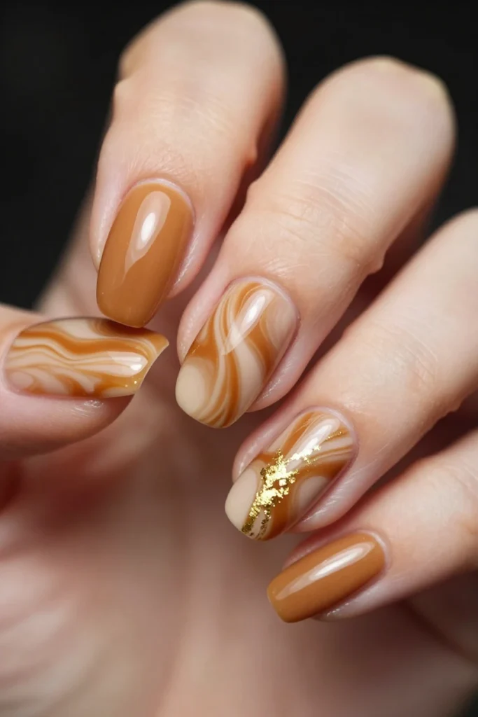 Toffee Swirl Biab Nails