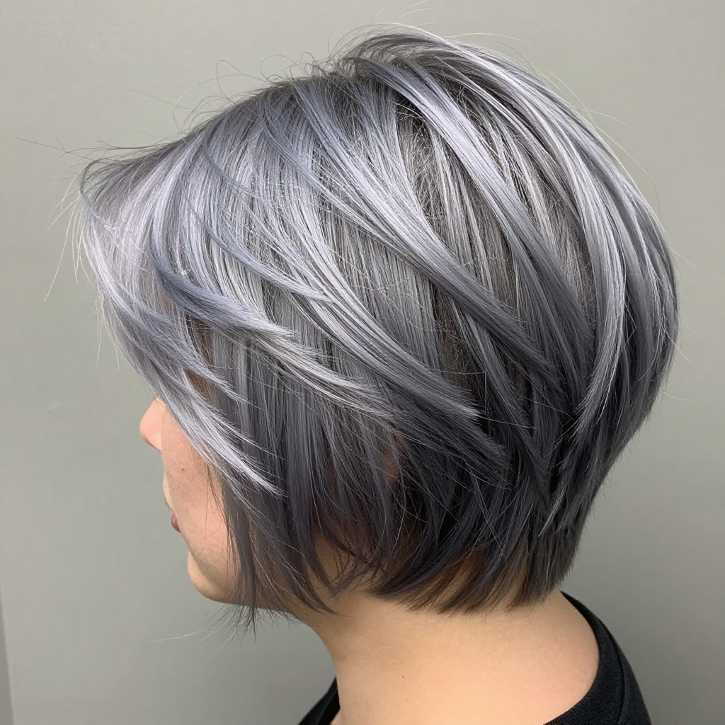 Silver Fox Balayage on Pixie Cut